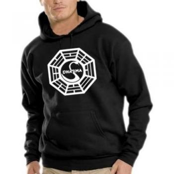 Touchlines Lost Dharma Bleu - Sudadera con capucha, color negro, talla L