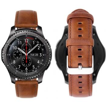 iBazal Gear S3 Correa Cuero, Gear S3 Frontier Classic Watch Correa Piel 22mm Compatible Galaxy Watch 46mm,Huawei GT/2 Classic,Ticwatch,Fossil,LG,Pebble,Amazfit,ASUS,Moto