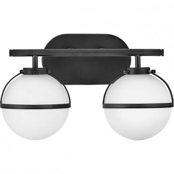 Aplique de baño Hinkley Hollis negro/opalino 2 luces, IP44