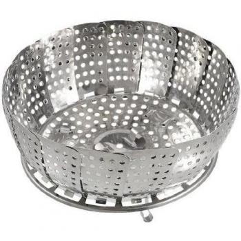 SODIAL(R) Recipiente Cesto de Vapor Plegable Acero Inoxidable Malla Agujeros