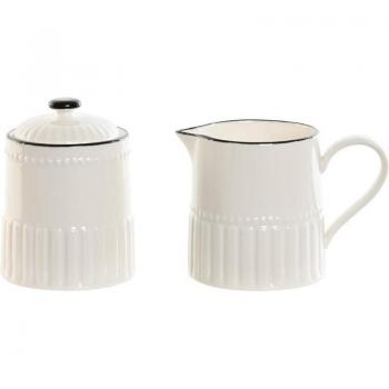 Set de Azucarero y Lechera Porcelana Blanco Negro 250 ml - 2 Piezas