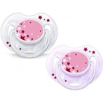 Philips Avent Chupete Nocturno Rosa 0-6 meses, pack de 2 unidades
