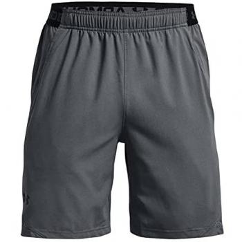 Under Armour Pantalones Cortos UA Banish Woven 8 para Hombre, color gris, tejido ligero y transpirable, con tecnología que absorbe el sudor, cintura elástica con cordón ajustable, bolsillos laterales y