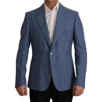 Dolce & Gabbana Blue Single Breasted Logo Blazer Jacket - IT48 | M