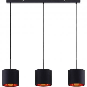 Lámpara colgante textil Lindby Trinika en negro, moderna, hecha de metal, para salón y comedor, con 3 bombillas E27