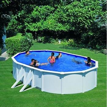 Gre KITPROV503 Bora Bora - Piscina Elevada Ovalada, Aspecto Acero Blanco, 500 x 300 x 120 cm