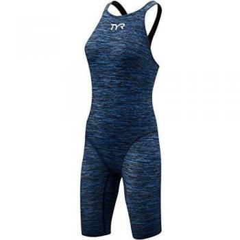 TYR Thresher Baja Open Back Aprobado Fina, Disfraz de competición para Mujer, Azul, 24