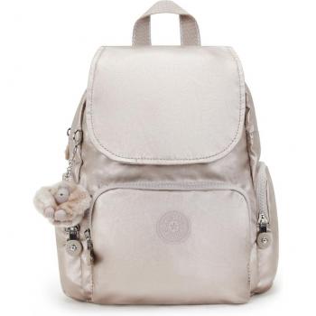 Mochila de mujer Kipling City Zip Mini 9L con cierre magnético dorado y diseño en rosa dorado