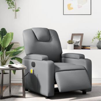 Silla eléctrica reclinable de masaje en cuero sintético gris Vidaxl