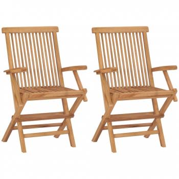 vidaXL Folding Garden Chairs 2 pcs Solid Teak Wood