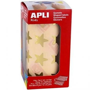 APLI Kids - Rollo de gomets estrella grande, color oro