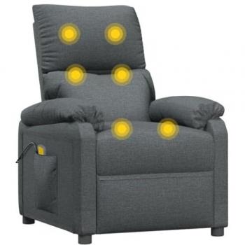 Sillón de masaje de tela gris oscuro Vidaxl