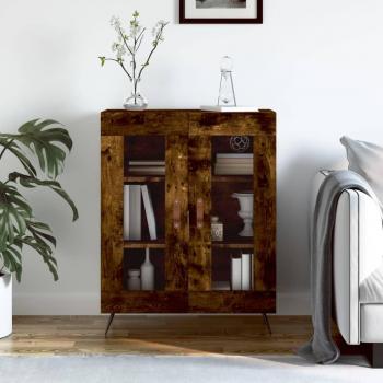 Aparador de madera de ingeniería 69,5x34x90 cm en roble ahumado, mueble de almacenaje para salón, buffet, armario auxiliar y armario de almacenamiento