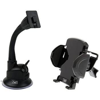 Soporte para Smartphone con Ventosa y Rejilla de Aire, Rotación 360, Compatible con iPhone y MP3, Color Negro