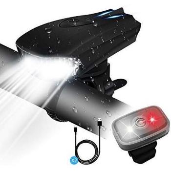 STATOR Luz Bicicleta,Luz Bicicleta LED Recargable USB con 400 Lúmenes IPX5 Impermeable, Luz Bicicleta Delantera y Trasera con 5 Modos, luces bicicleta para Carretera y Montaña- Seguridad para la Noche