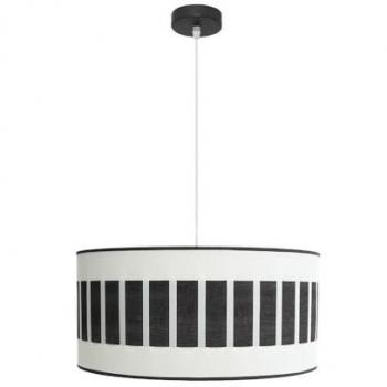 Lámpara Colgante Ivanna 2xE27 en Negro y Blanco con Acabado de Madera Negra - Dimensiones 50x50 cm