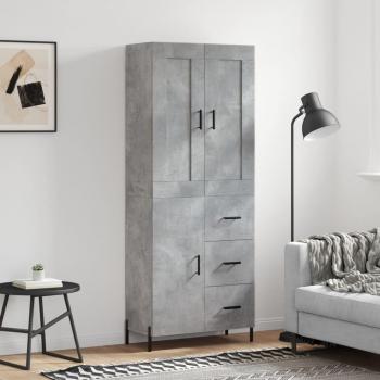 Aparador alto de madera contrachapada gris hormigón 69,5x34x180 cm