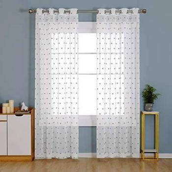 Deconovo Visillos para Cortinas Traslúsidas Salón Blancos Infantiles para Ventanas Dormitorio de Ventana Voile Gasa 140x245cm Gris