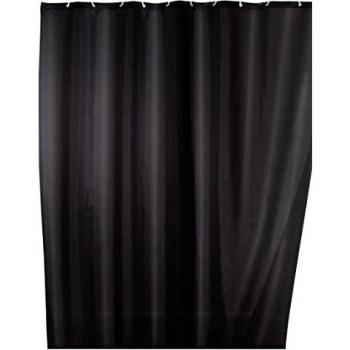 Tenda de Ducha Antimanchas y Antibacteriana, 180x200 cm, Color Negro, Lavable en Máquina, Incluye Anillos, 100% Poliéster