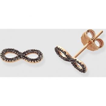 Pendientes de oro rosa y diamantes negros con Infinito