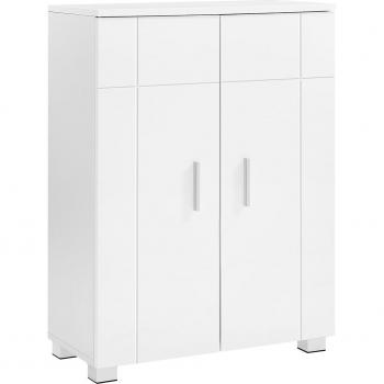 Armario Blanco de Almacenamiento con Doble Puerta y Estantes Ajustables, 60x30x82 cm - Ideal para Baño, Cocina, Dormitorio y Sala de Estar