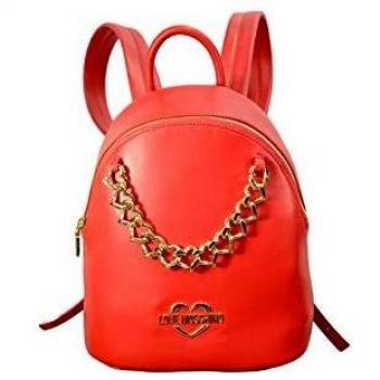 Moschino Borsa donna Love zaino in ecopelle rosso con catena gold BS20MO92