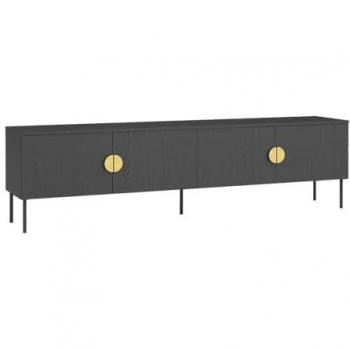 Mueble de TV contemporáneo NATANIEL con 4 puertas en color negro y dorado