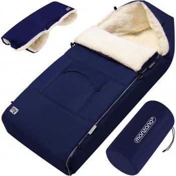 Silla para bebé azul marino 90x60cm con bolsa, saco para bebé Monzana con calentador de manos, reflectores, cierre en cabecera, arnés de 5 puntos, funda acogedora para cochecito de invierno