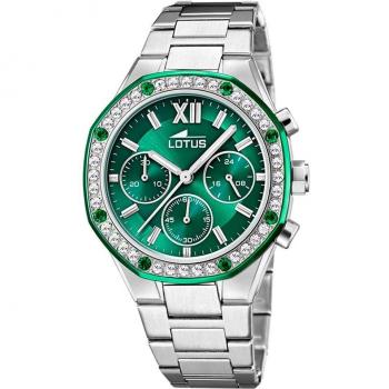 Reloj Lotus Excellent 18872/1 de Mujer con Esfera Verde y Correa de Acero Plateado