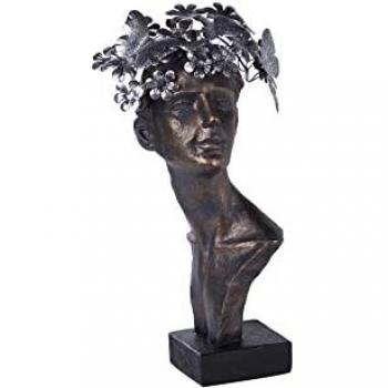 Figura de Mujer de Resina Elegante para Decoración - Busto Mujer Resina 21x16x44 Cm - Negro Mate