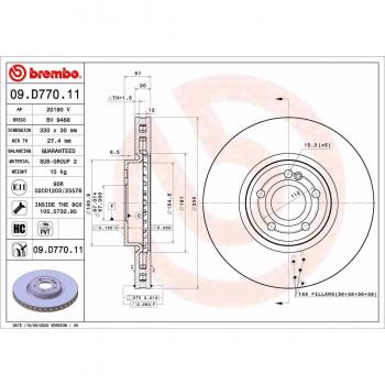 Disco de freno BREMBO 09.D770.11, 1 pieza