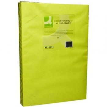 Q-Connect - Papel Color Din A3 80Gr Amarillo Paquete De 500 Hojas