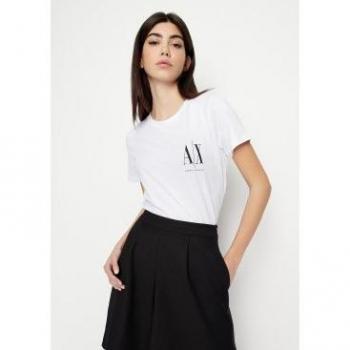 Armani Exchange Women's Casual Short Sleeve T-Shirt - White, Size L, 100% Cotton