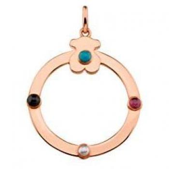 Colgante mediano Super Power de Plata Vermeil rosa con Gemas