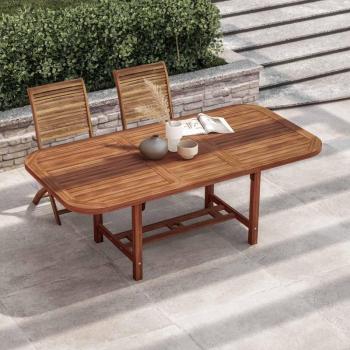 Mesa rectangular extensible de madera de acacia 180/240x100 cm para exterior