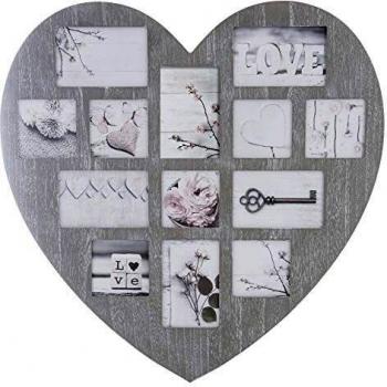 Marco de fotos en forma de corazón Patin para 13 fotos - Gris - 59 x 1,5 x 59,5 cm