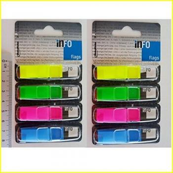 2 x info banderas índice página marcadores 12,5 mm x 43 mm, pequeñas notas adhesivas – amarillo brillante/brillante/rosa/verde/azul brillante