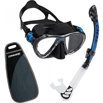 Cressi C/Set Big Eyes Evolution Alpha/UD - Kit de Snorkeling/Buceo, Unisex Niños, Negro/Azul, Talla Única