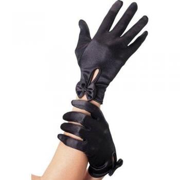 Smiffy's-43172 Guantes, Cortos, con Arco, Color Negro, One Size