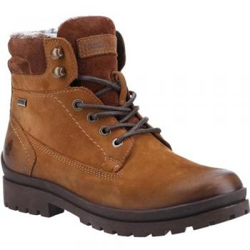 Hush Puppies Annay Camel Leather Ankle Boots for Women