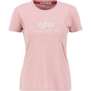 Alpha Industries Women's New Basic Glitter Short Sleeve T-Shirt - Silver Pink