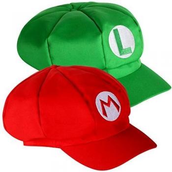 Pack de 2 Gorras Temáticas de Videojuegos Mario y Luigi Rojo y Verde