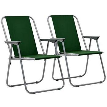 vidaXL 2X Silla Plegable 52x59x80 cm Verde Playa Patio Terraza Piscina Camping