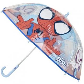 Paraguas de Burbuja Spidey - Apertura Manual - Transparente con estampado de Spiderman - Elaborado en 100% POE con Estructura de Fibra de Vidrio - Producto Original Diseñado en España