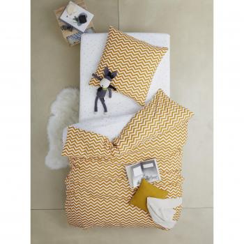 Vertbaudet sábana bajera infantil estampado triángulos, algodón, amarillo/blanco, 90