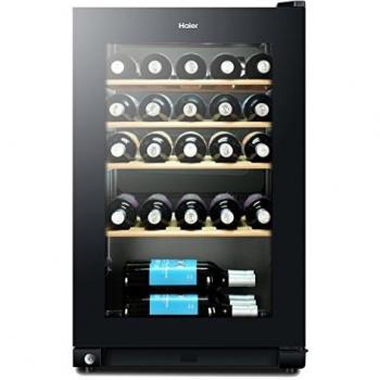 Haier Wine Bank 50 Series 3 WS30GA- Vinoteca de 30 botellas,Estantes de madera, Filtro Anti-UV, Sistema Bloqueo de Puerta, Display Digital,Iluminación LED, Silenciosa 38 dbA, Antivibraciones, Clase G