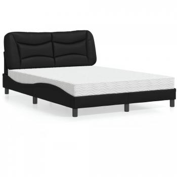 Cama con colchón negro 140x200 cm en cuero sintético Vidaxl
