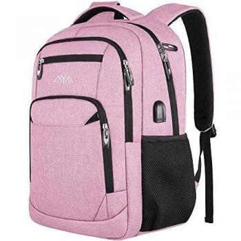 Mochilas Escolares Juveniles Mujer Mochila para Portátil con Puerto de Carga USB y Puerto de Auriculares, Daypacks Impermeable para 15.6 Pulgadas Laptop