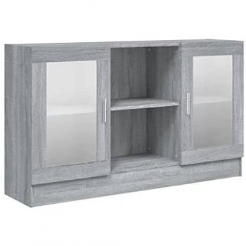 Vitrina móvil gris Sonoma 120x30,5x70 cm madera contrachapada
