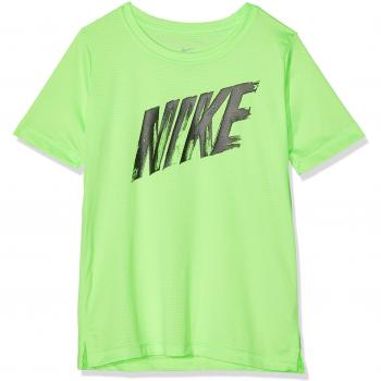 Nike B NK Dry Top SS T-Shirt, Niños, Lime Blast/Black, XS